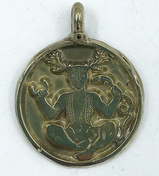 Horn God Pendant in Brass