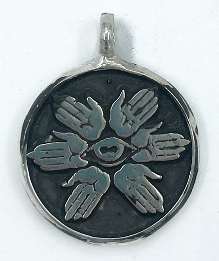 Hekate Eye And Six Hands Pendant in Silver