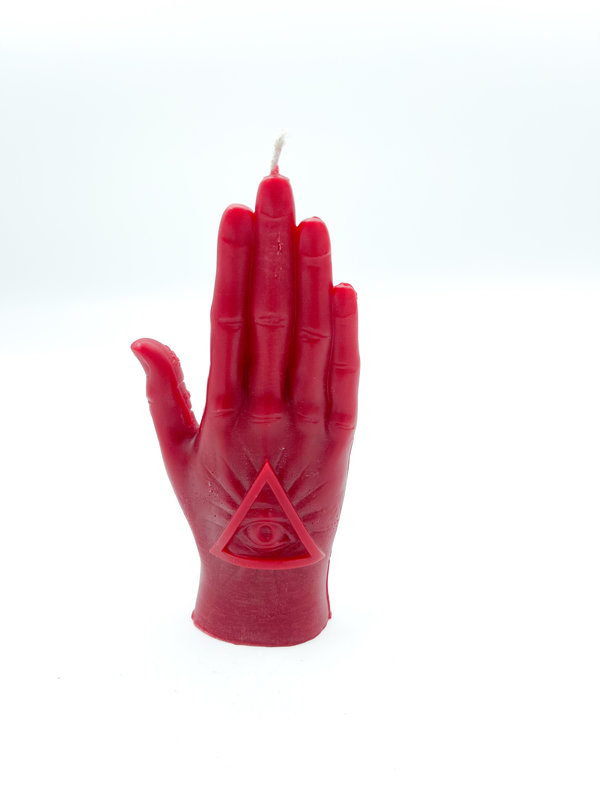 Palmistry Hand of Fate Figure Candle in Red
