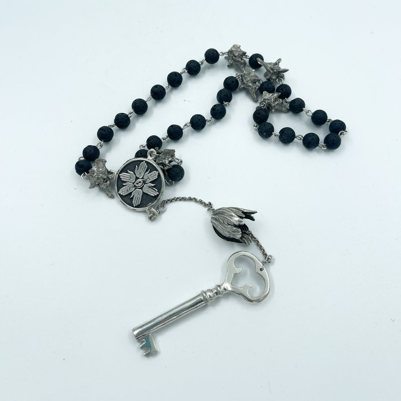 Hekataeon Metal Key with Vertebrae Prayer Beads