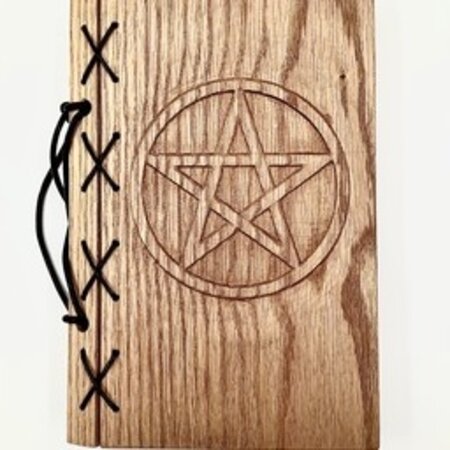 Small Pentacle Leather and Wood Book of Shadows