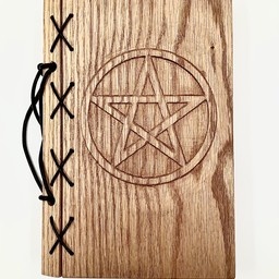 Small Pentacle Leather and Wood Book of Shadows