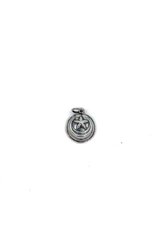 Small Crescent Moon Pentagram Sterling Silver Pendant