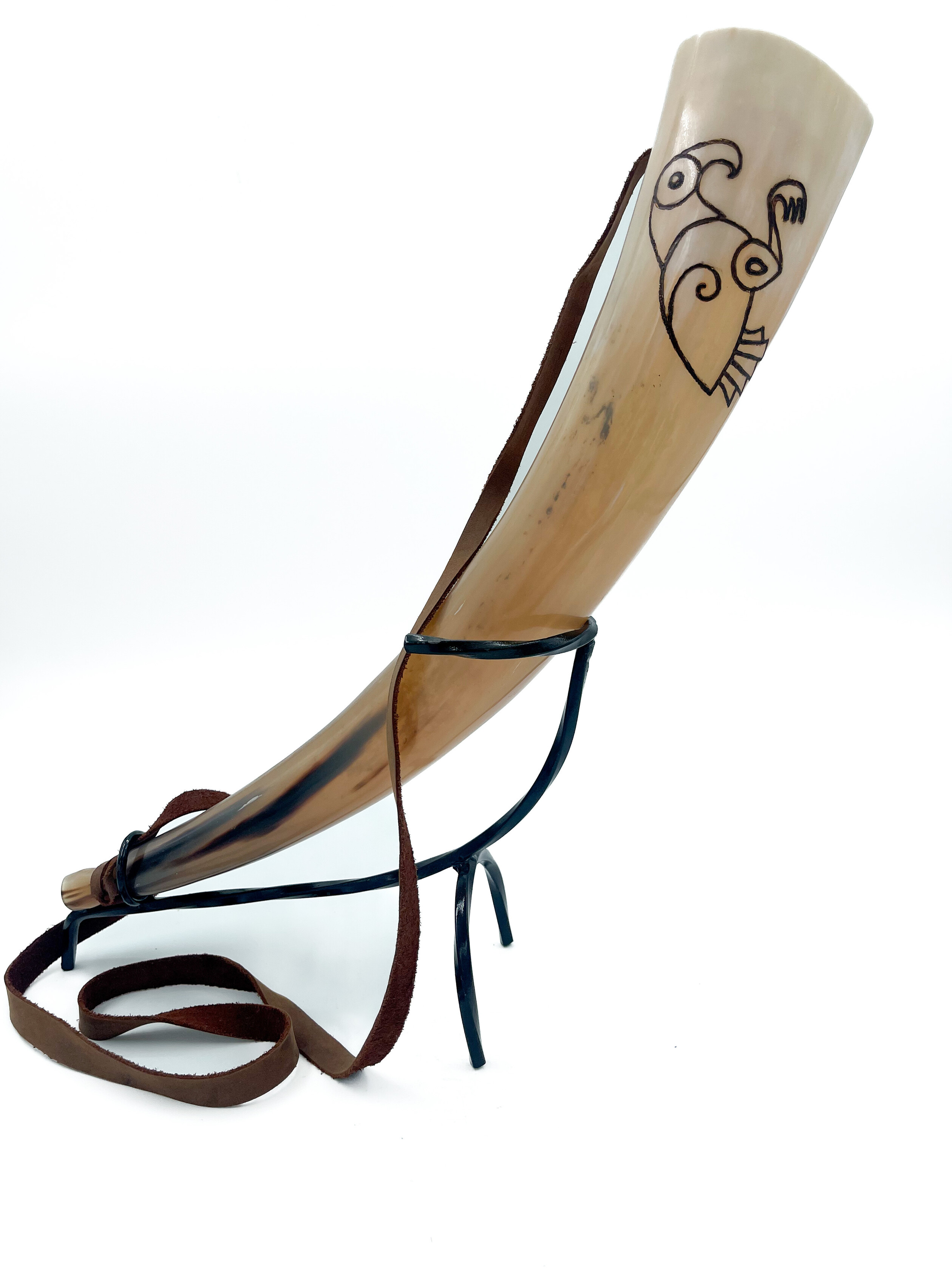 Pictish Bird Ritual Blowing Horn with Stand Pentagram