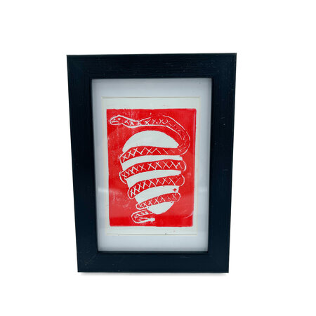 Red Orphic Egg Print in Frame