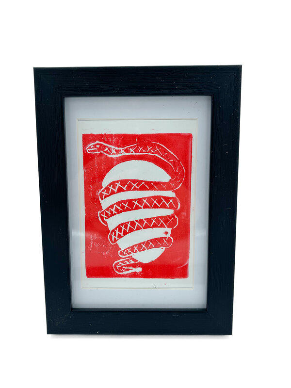 Red Orphic Egg Print in Frame