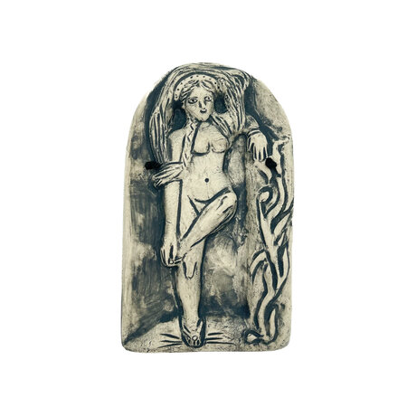 Stoneware Greek Goddess Aphrodite Plaque in Black Finish