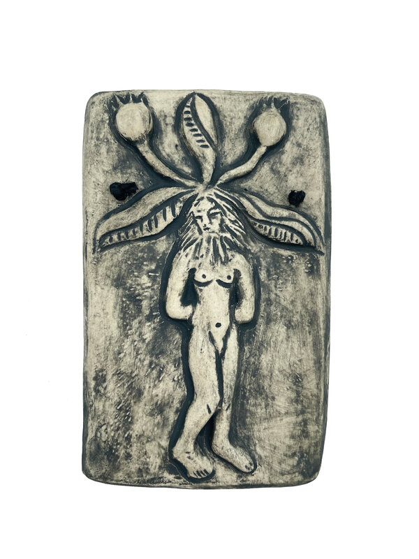 Stoneware Male Mandrake Plaque in Black Finish