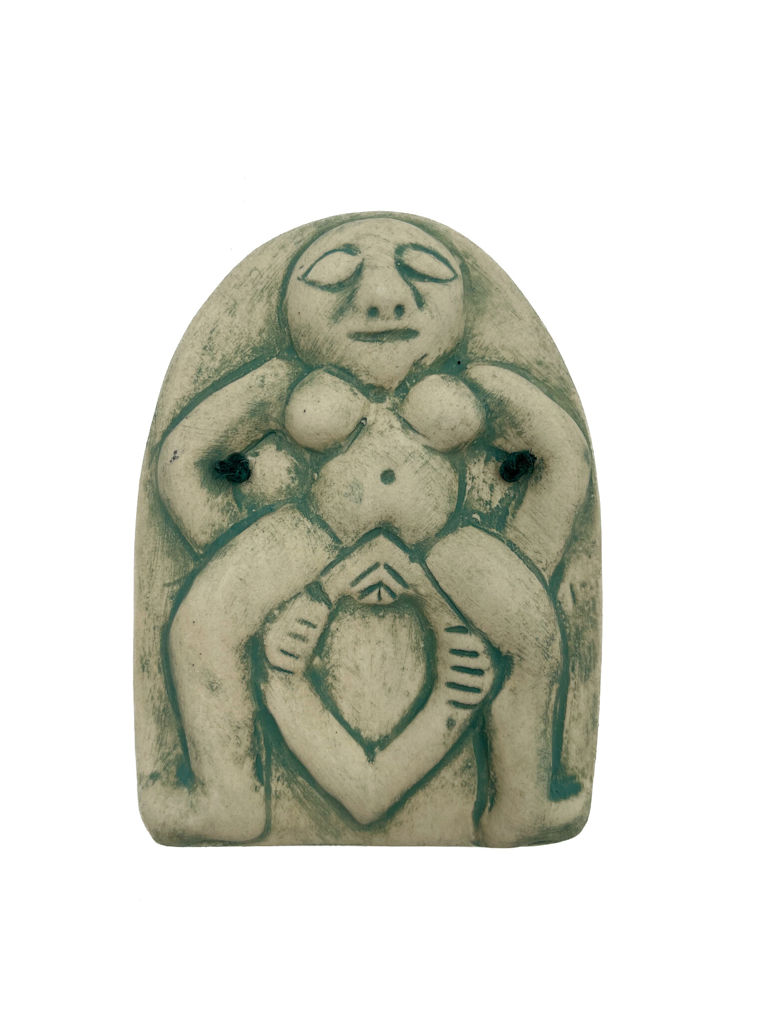 Stoneware Sheela Na Gig Plaque in Green Finish