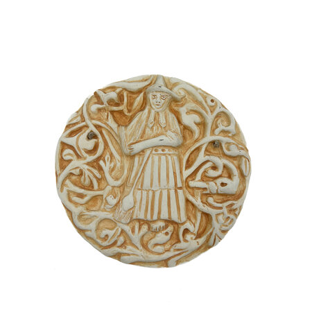 Stoneware Tuscan Witch Plaque in Rust Finish