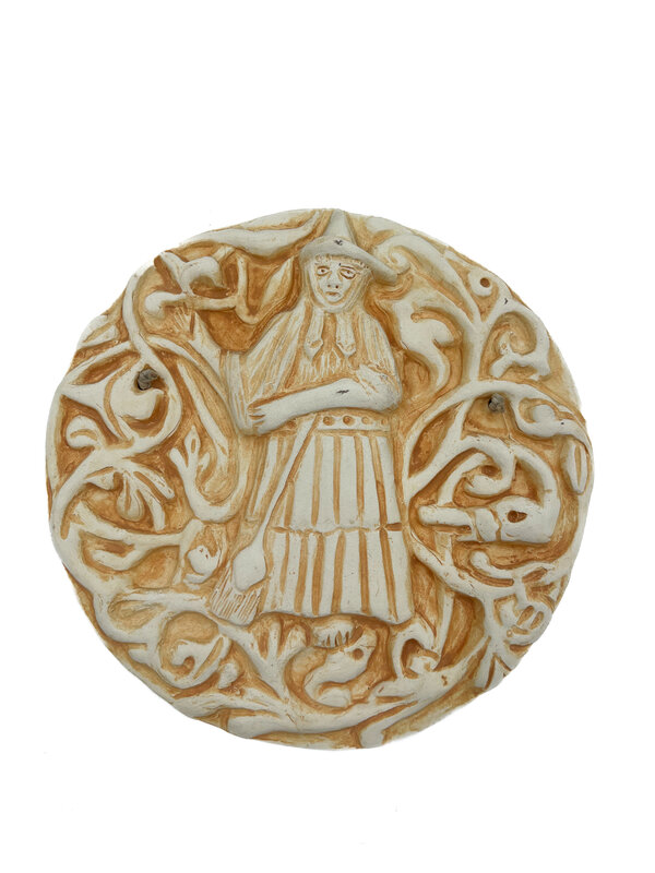 Stoneware Tuscan Witch Plaque in Rust Finish