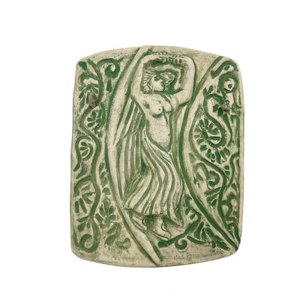 Stoneware Goddess Alpena Plaque in Green Finish