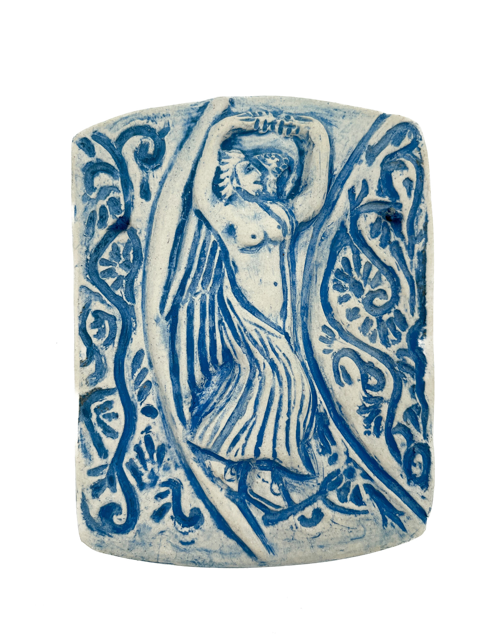 Stoneware Goddess Alpena Plaque in Blue Finish