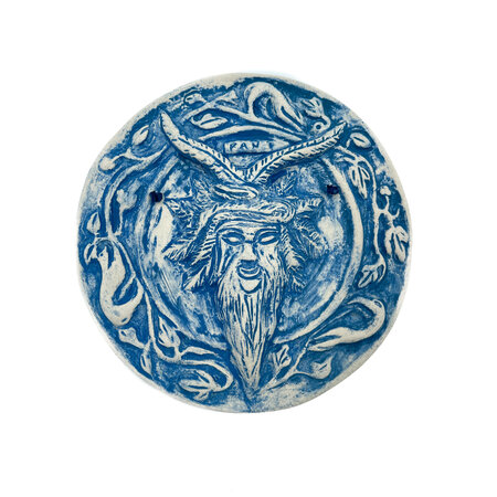 Stoneware Pan Plaque in Blue Finish
