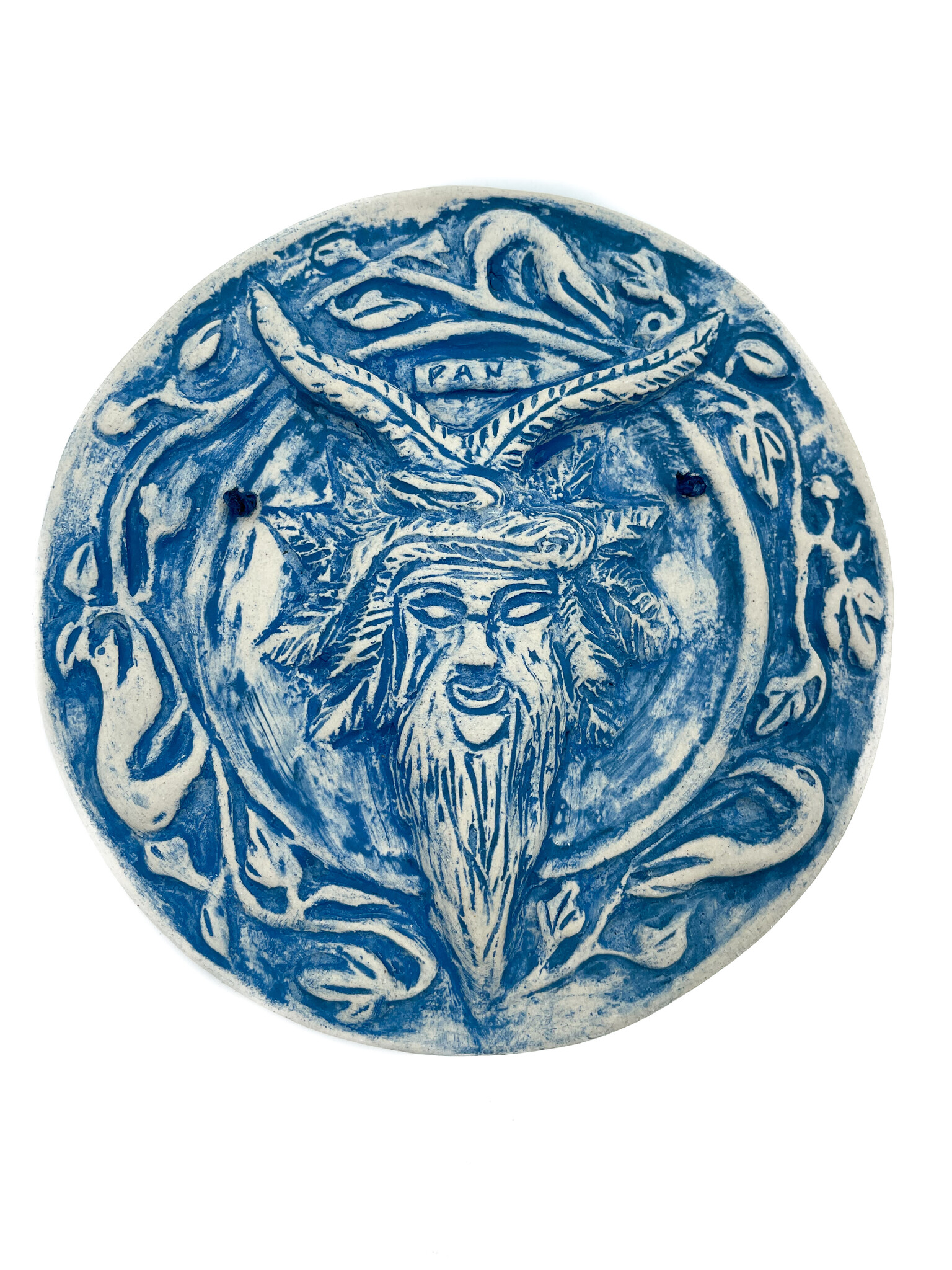 Stoneware Pan Plaque in Blue Finish