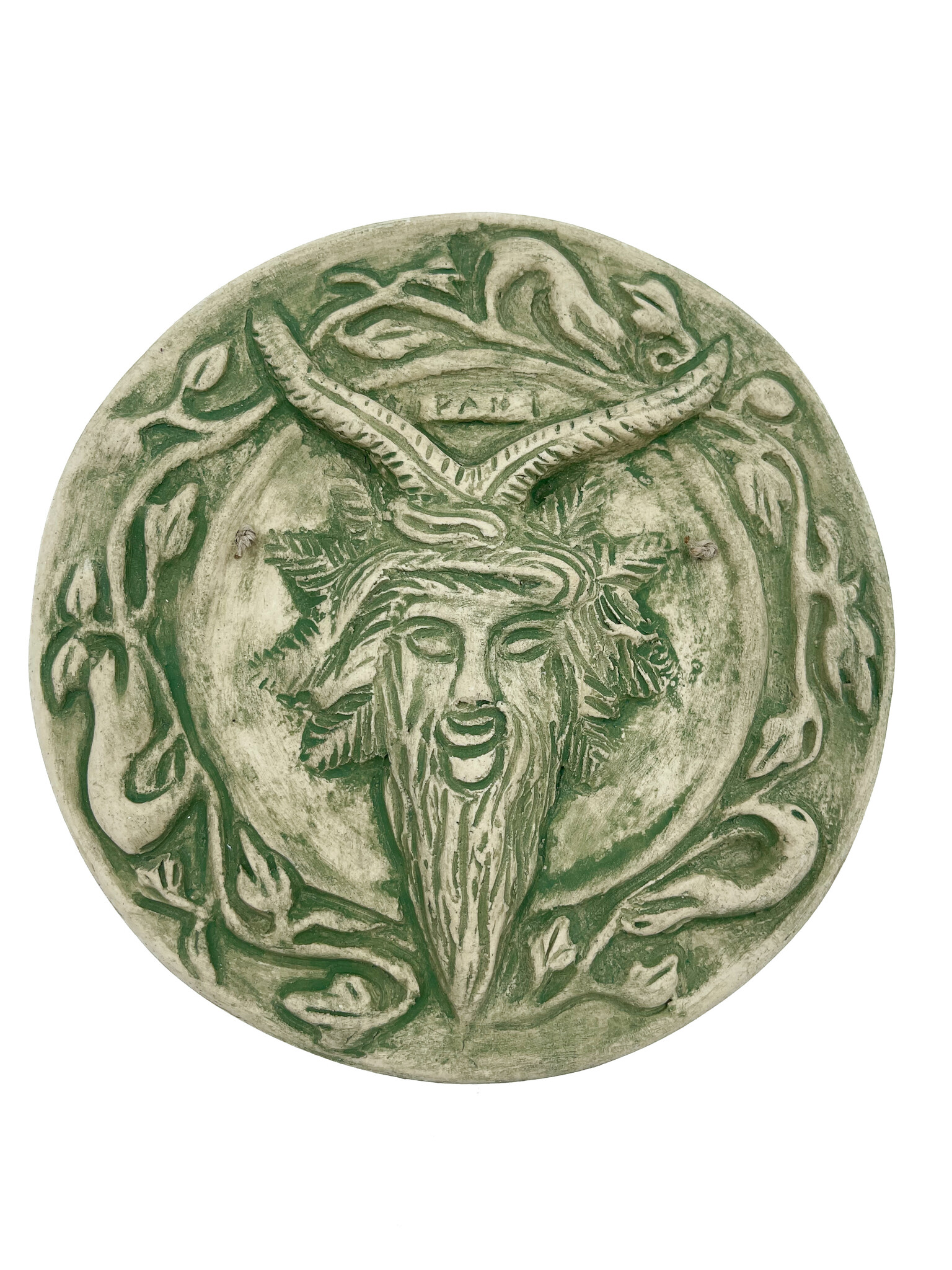 Stoneware Pan Plaque in Green Finish