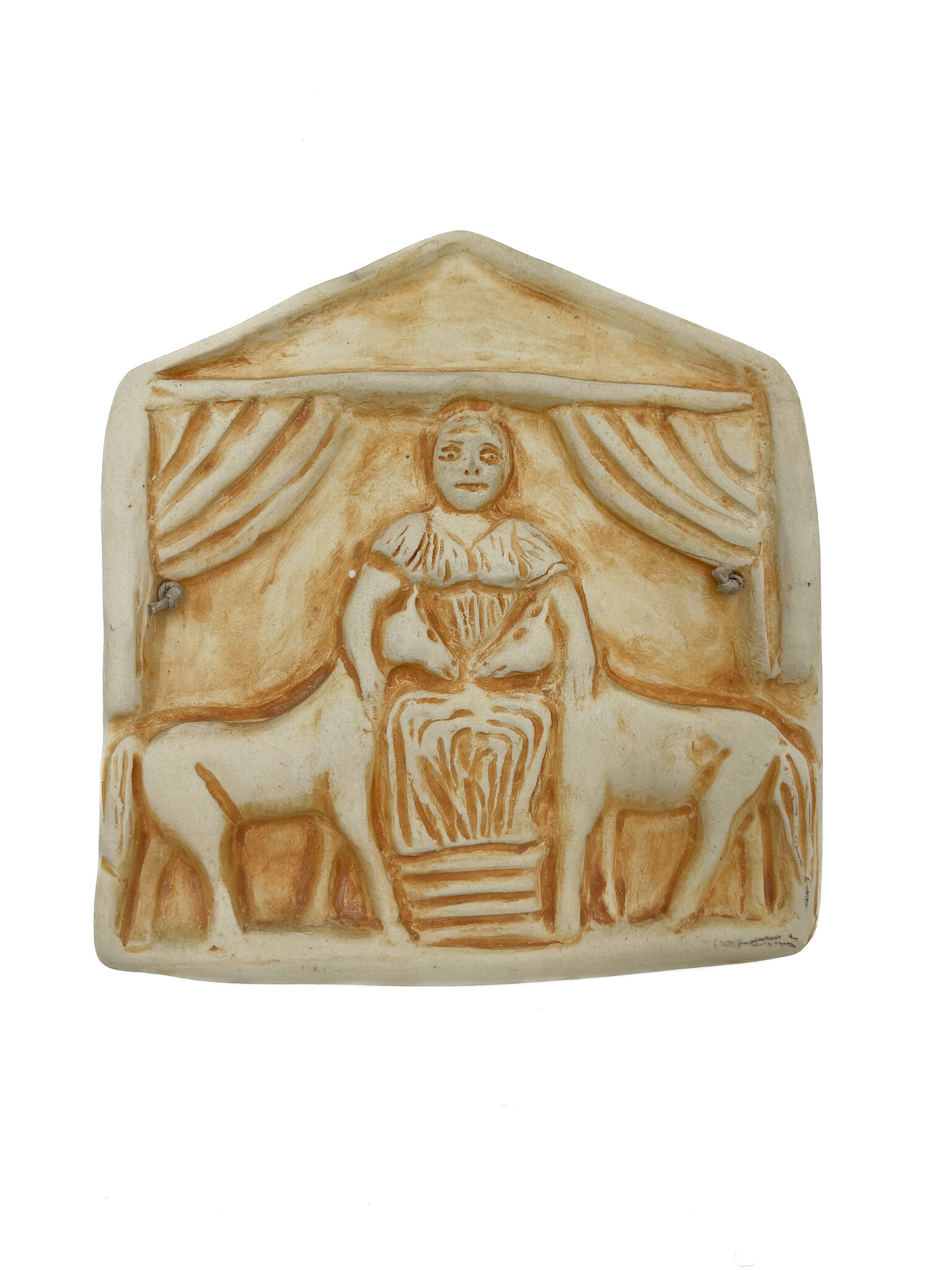 Stoneware Epona Plaque in Rust Finish