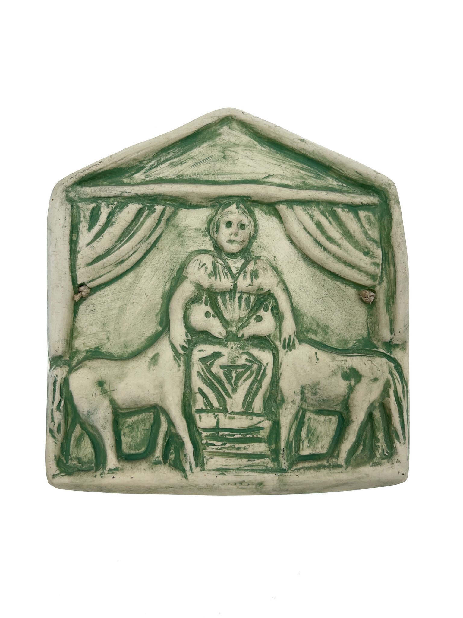 Stoneware Epona Plaque in Green Finish