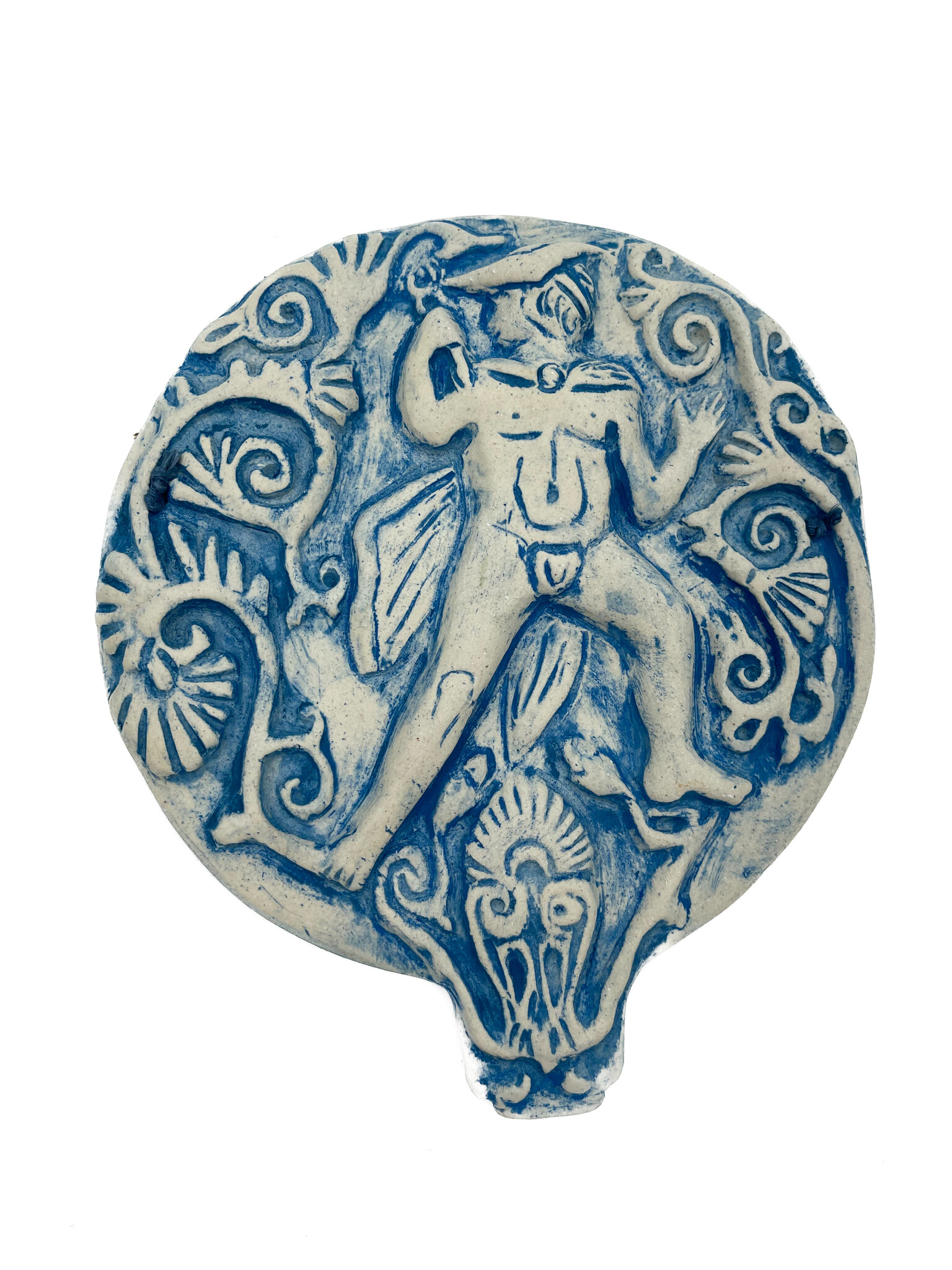 Stoneware Lord of Misrule Wall Plaque in Blue Finish