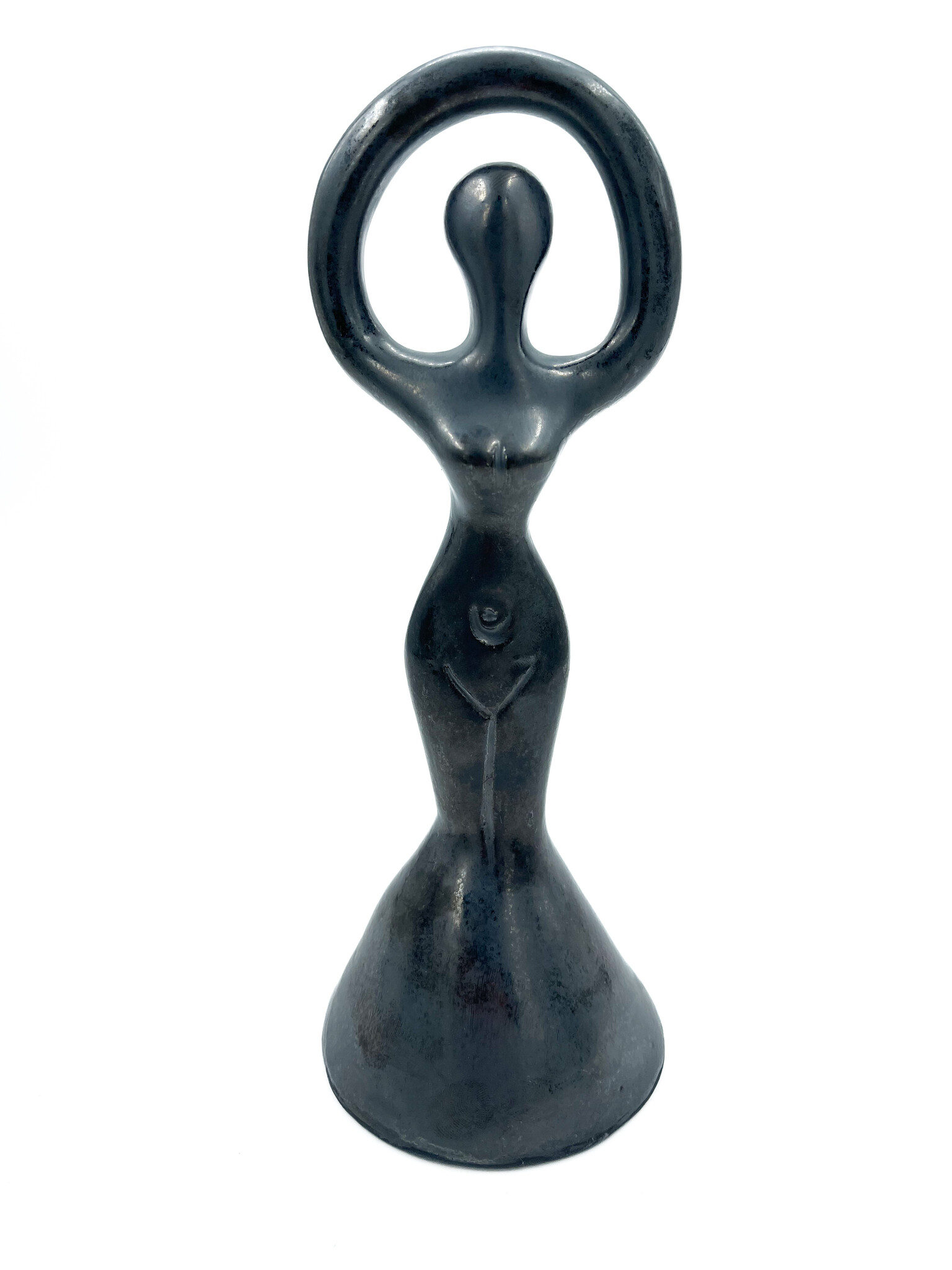 Stoneware Spiral Goddess Statue in Pewter Finish
