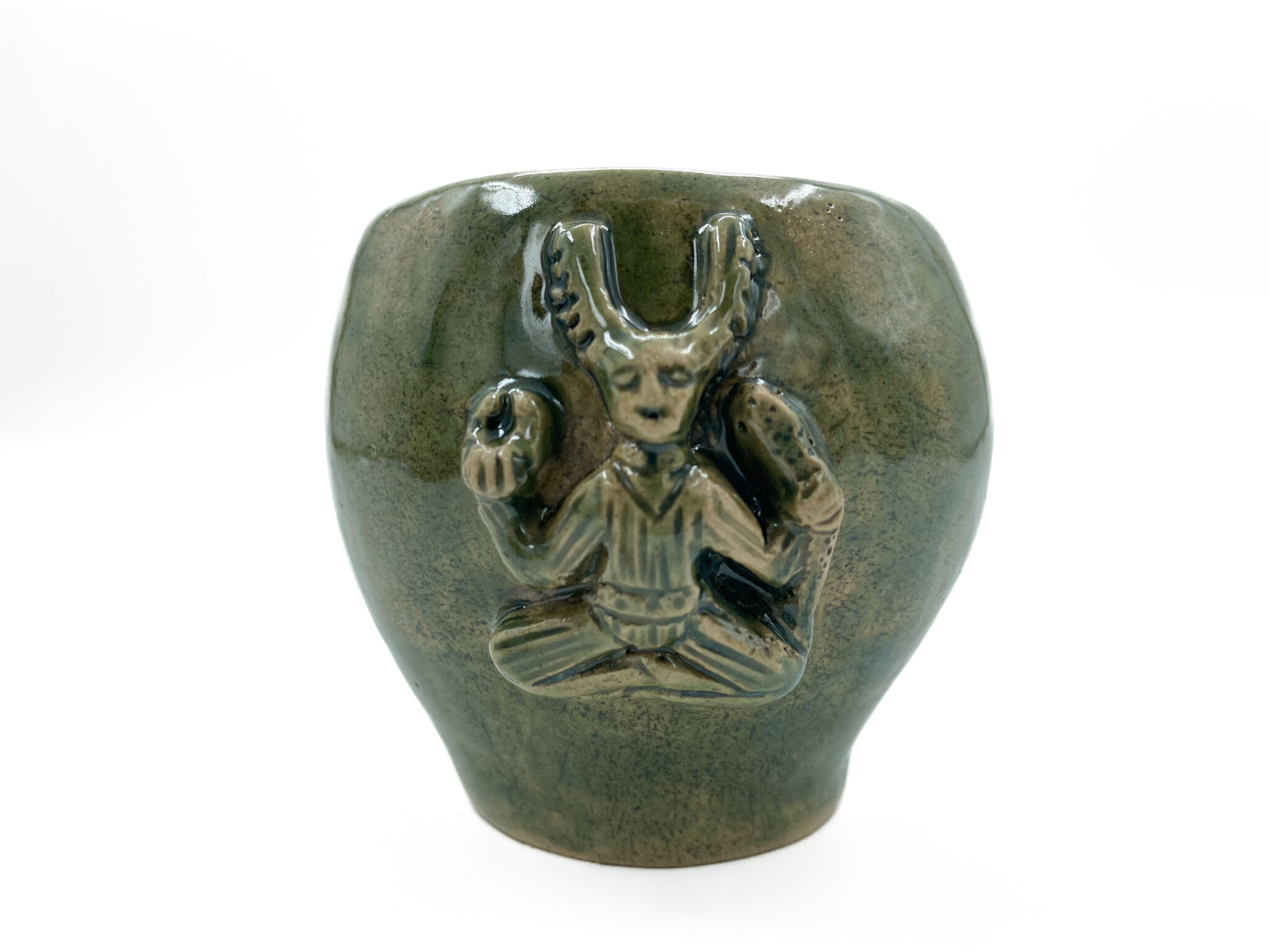 Stoneware Cernunnos Mug in Moss Finish