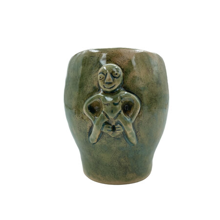 Stoneware Sheela Na Gig Mug in Moss Finish