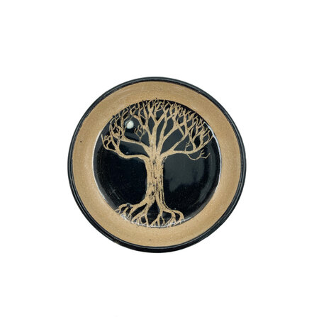 Tree Stoneware Footed Platter
