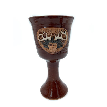 Horned God Stoneware Chalice in Brown Finish