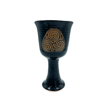 Celtic Knotwork Spiral Stoneware Chalice in Black Finish