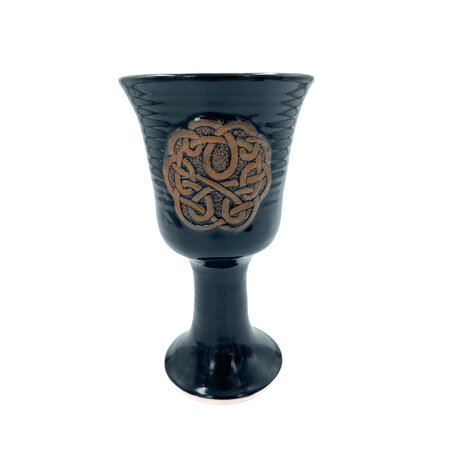 Celtic Knotwork Stoneware Chalice in Black Finish