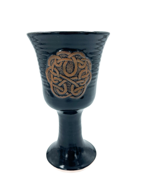 Celtic Knotwork Stoneware Chalice in Black Finish