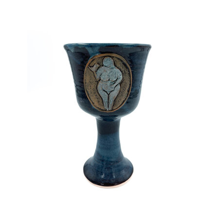 Venus of Lasalle Stoneware Chalice in Blue Finish