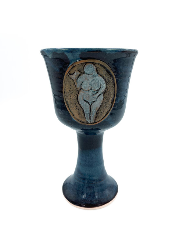 Venus of Lasalle Stoneware Chalice in Blue Finish