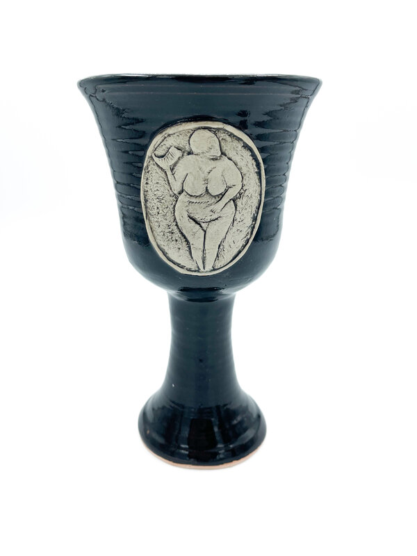 Venus of Lasalle Stoneware Chalice in Black Finish
