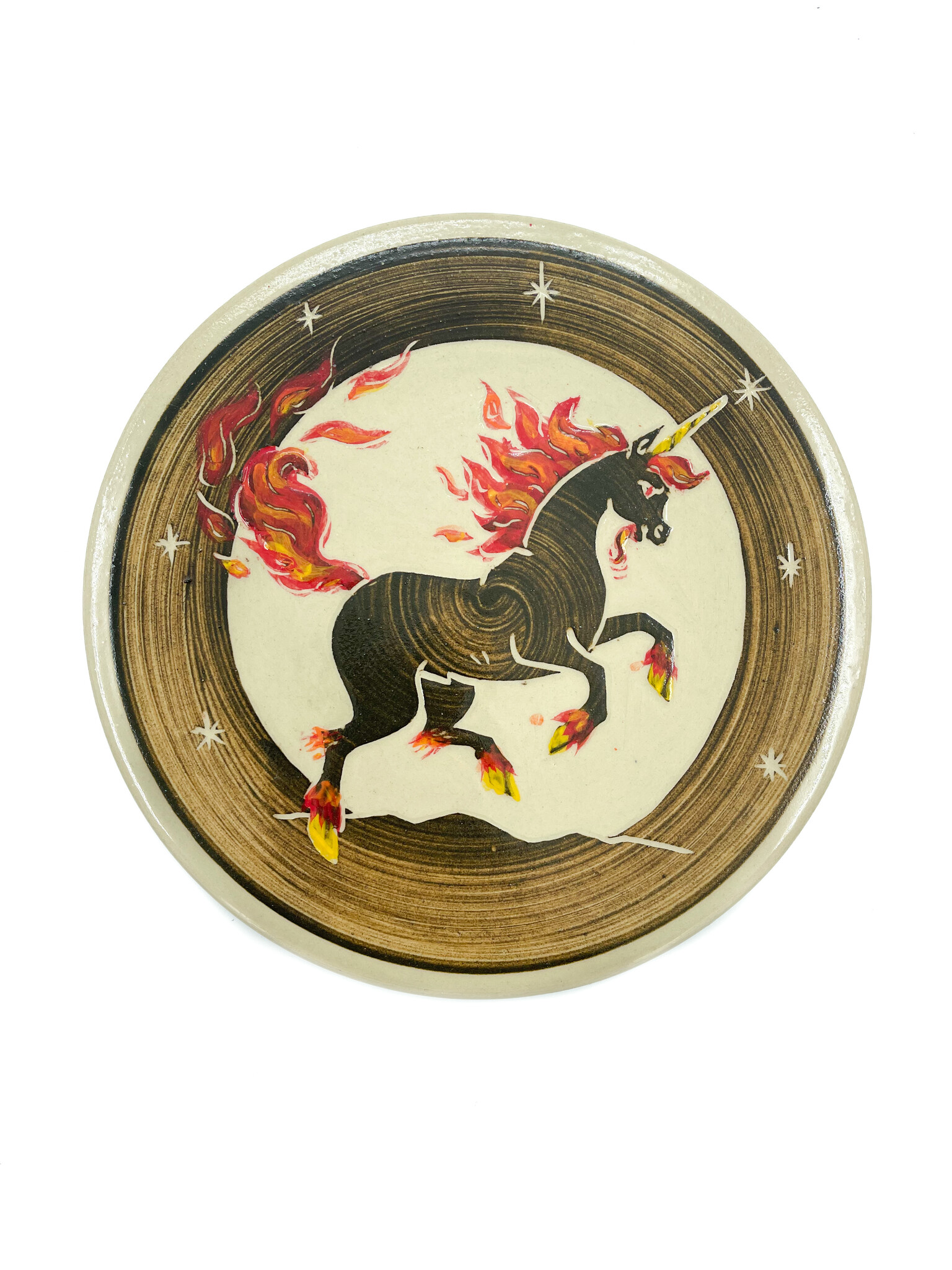 Flame Unicorn Wall Plaque