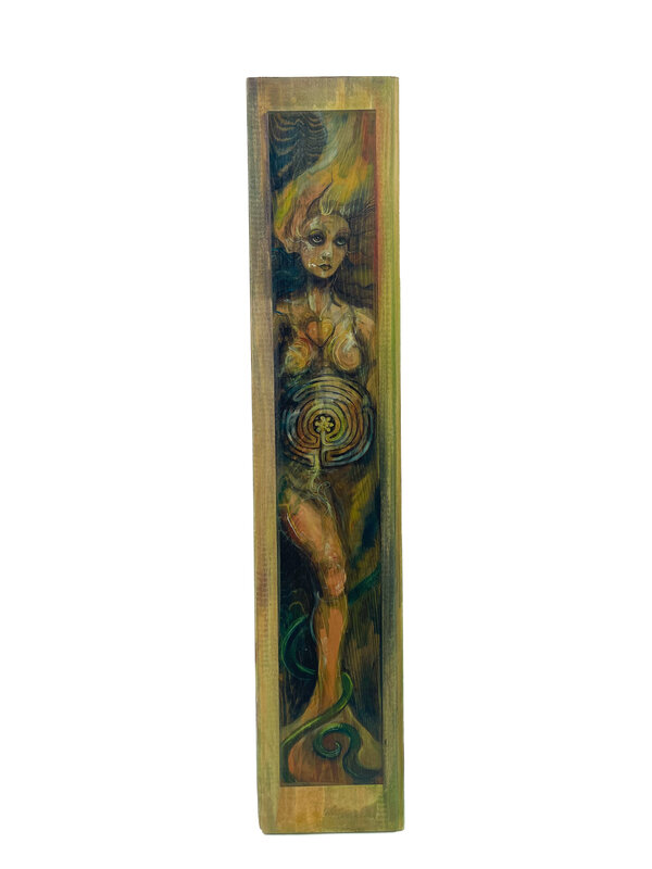 Lady of the Labyrinth Shrine Art on Wood by Laura Tempest Zakroff