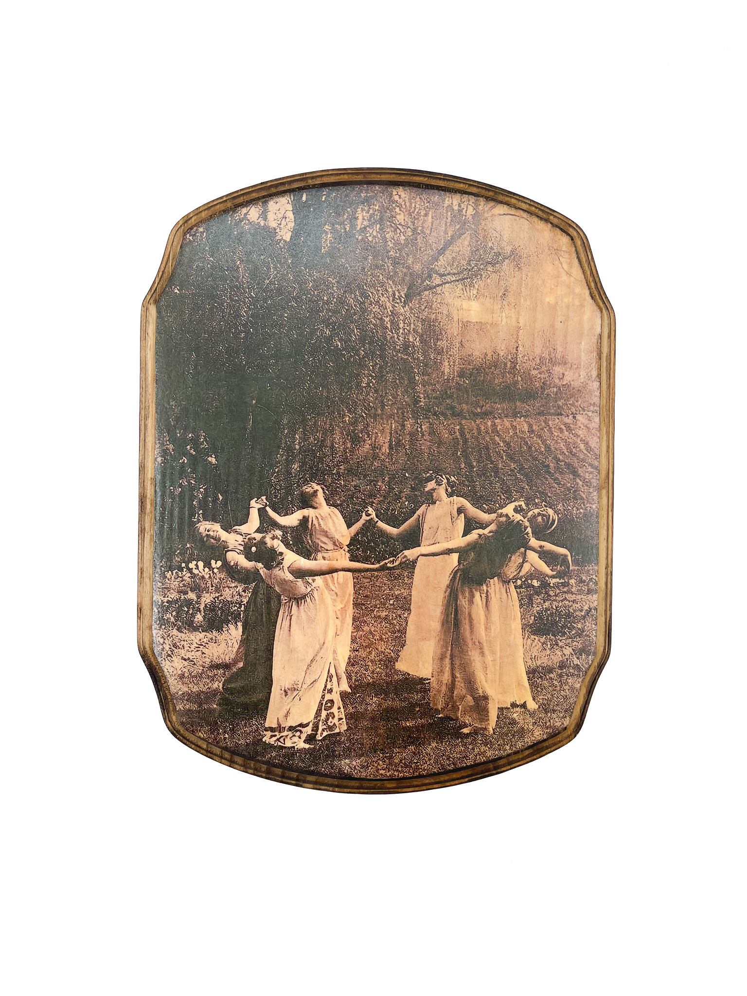 Circle of Witches Dancing Wooden Wall Plaque