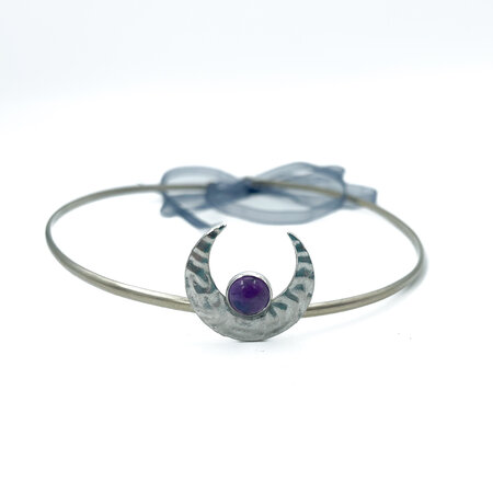 Priestess Crown with Silver Crescent and Amethyst