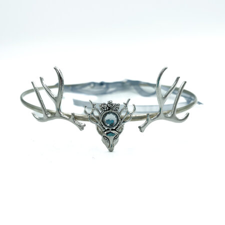 Priest / Priestess Crown with Antlers White Acrylic Gem
