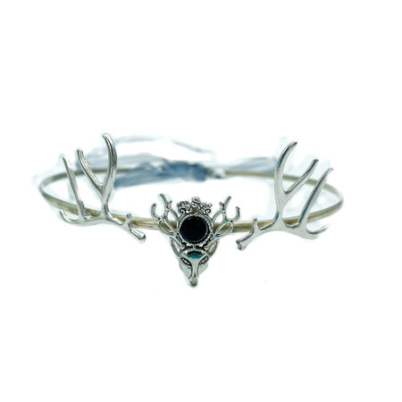 Priest / Priestess Crown with Antlers Black Acrylic Gem