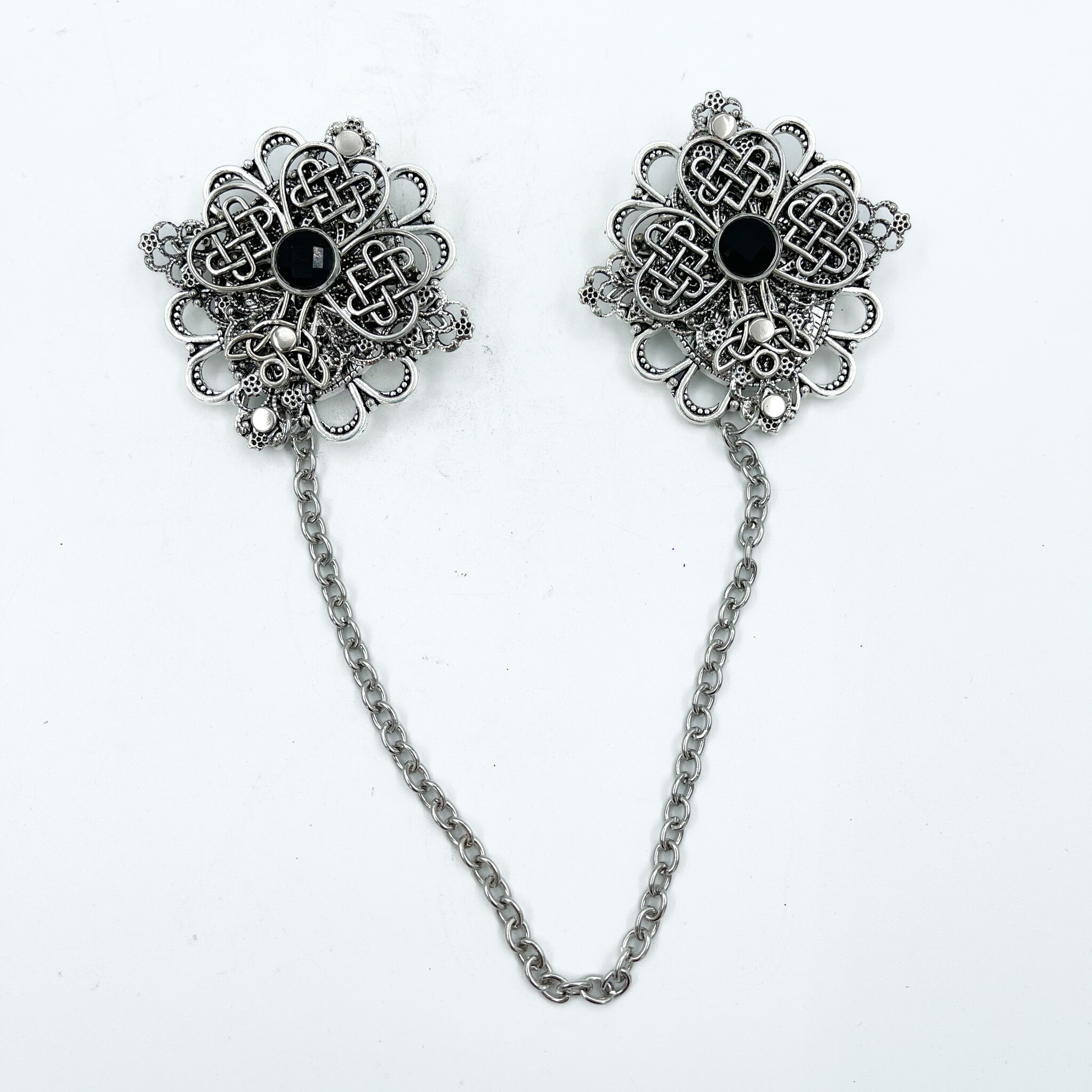 Cloak Clasp with Black Acrylic Gem