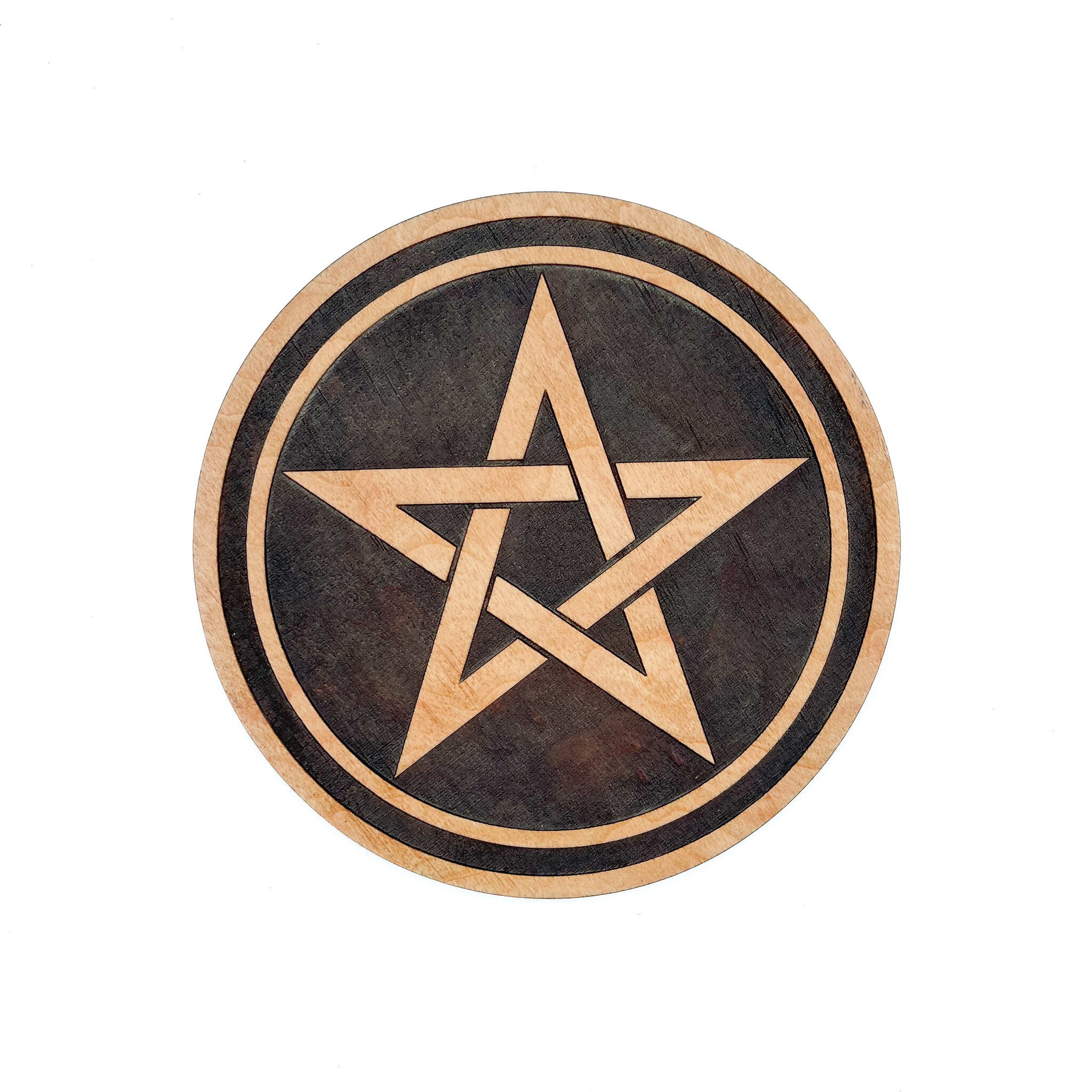 Altar Pentacle in Natural Wood Finish 6 Inches