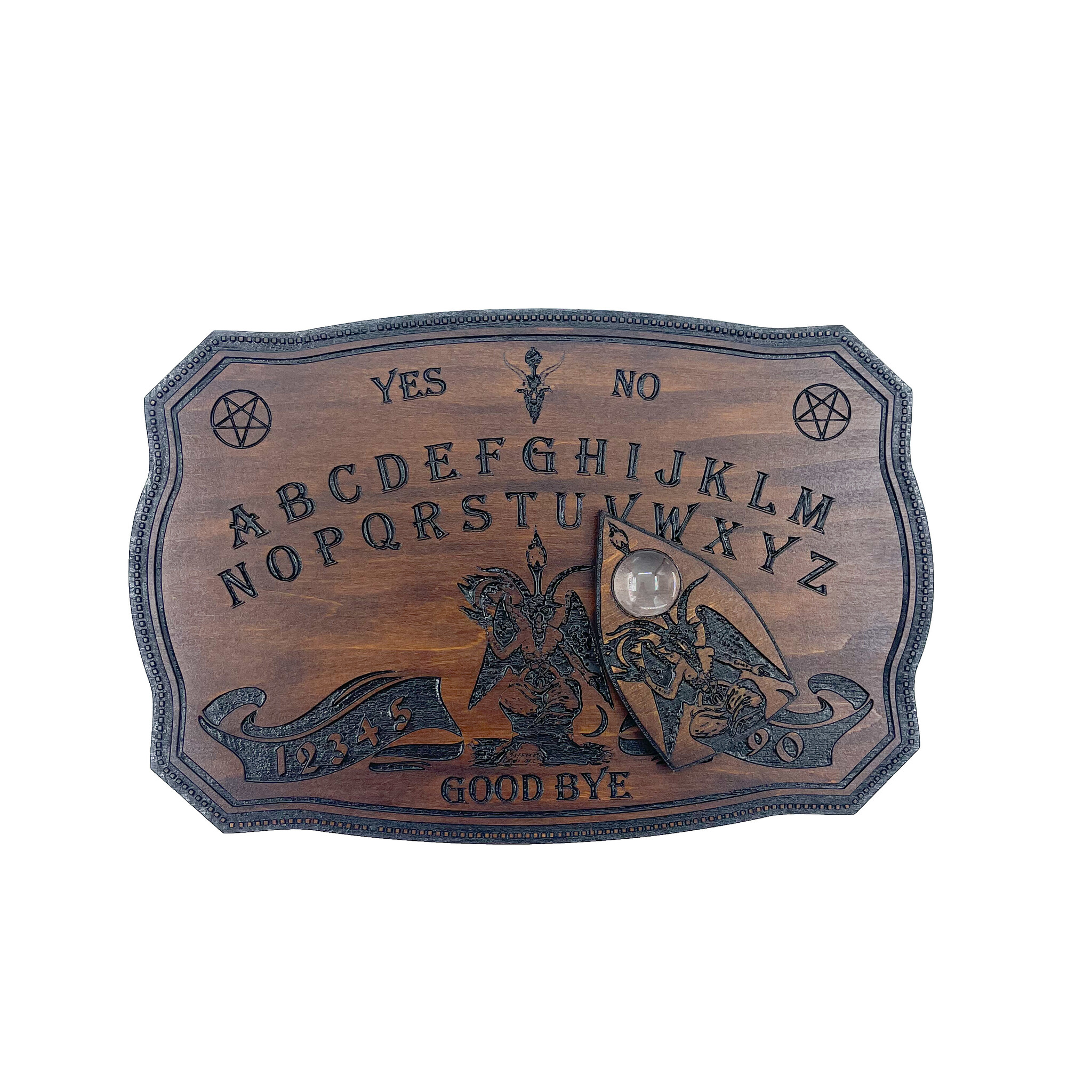 Small Baphomet Spirit Board in Dark Wood Stain 12" x 8"