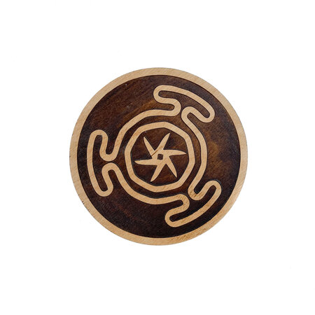 Hecate Wheel Altar Pentacle in Natural Wood Finish 6 Inches