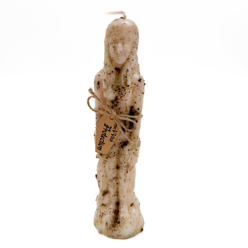 Protection Female Figure Candle Anointed and Rolled in Herbs