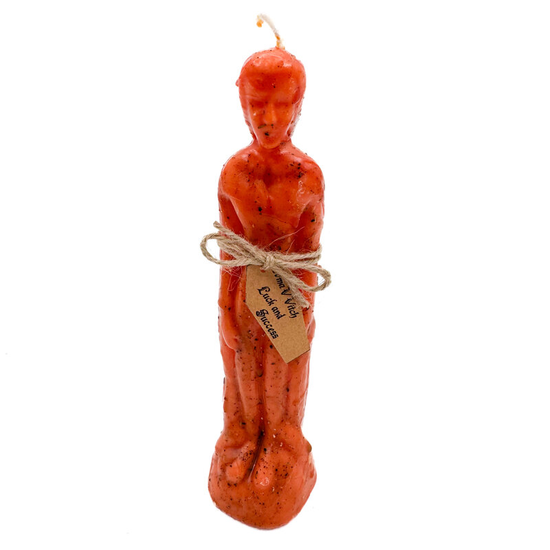 Luck Male Figure Candle Anointed and Rolled in Herbs