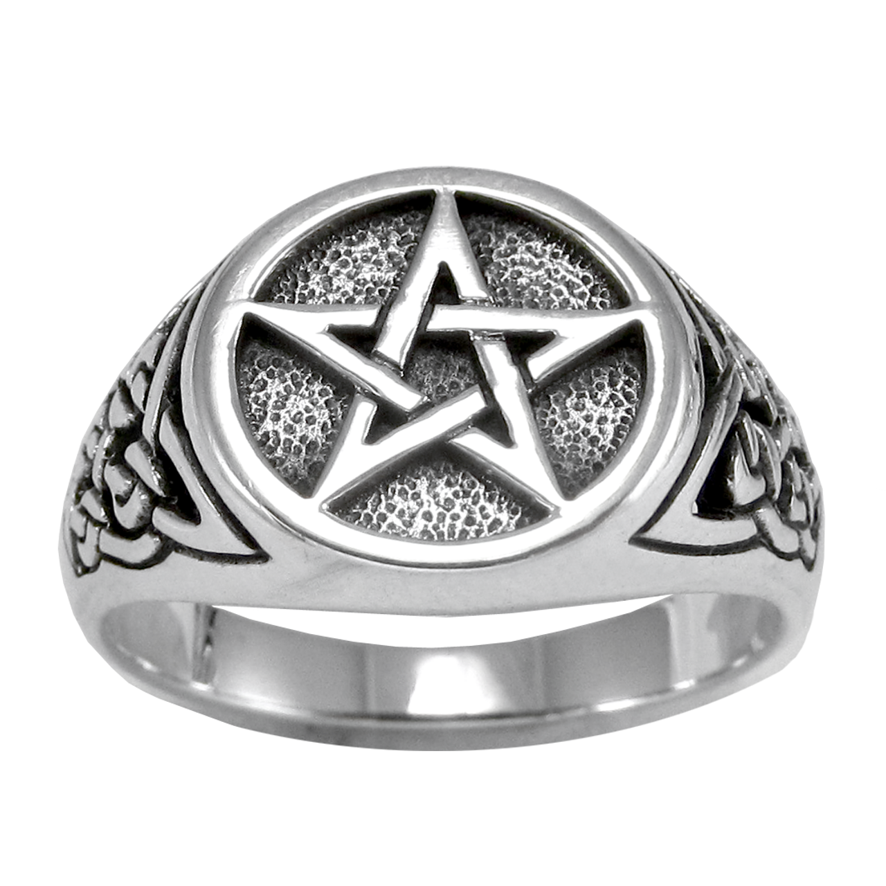 Triquetra Celtic Knot Pentacle Ring Band in Sterling Silver