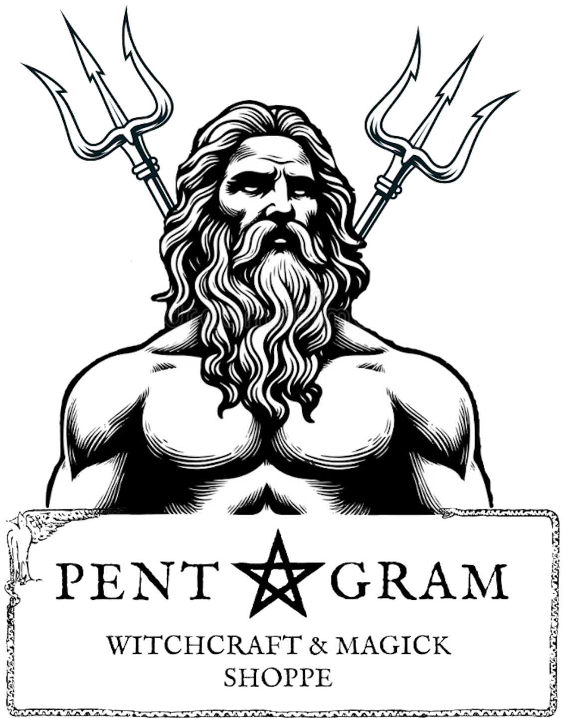 Poseidon Sticker Poseidon with Pentagram Logo Sticker - Pentagram