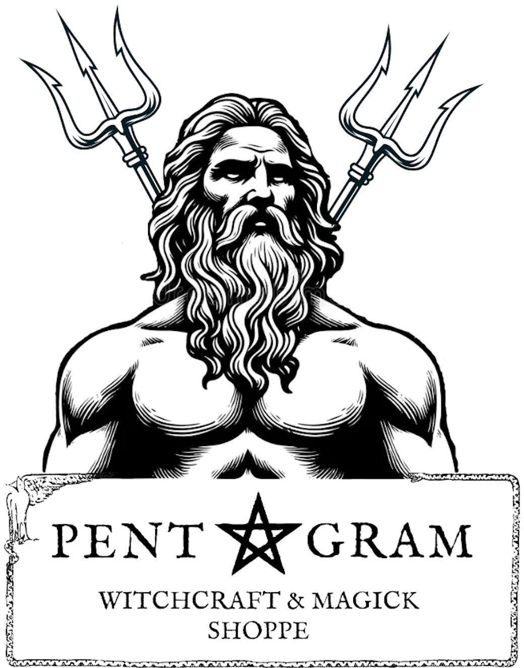 Poseidon with Pentagram Logo Sticker
