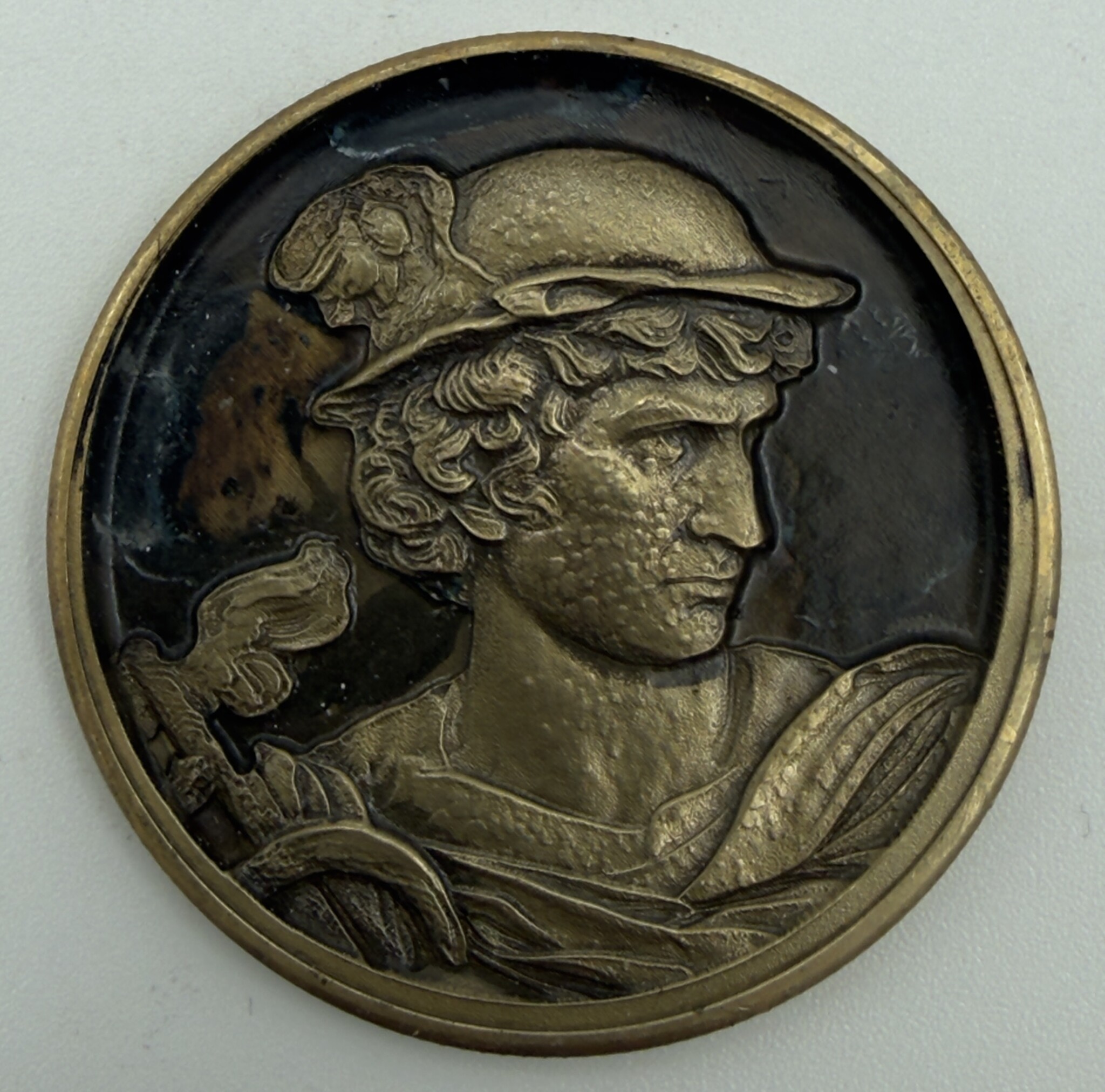 Hermes Talisman - Engraved and Aged Brass Coin